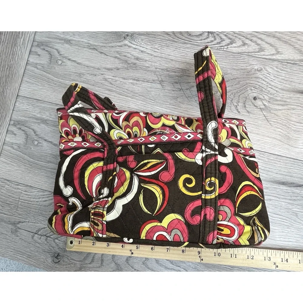 Brown Floral Shoulder Bag With Zip Closure And Matching Wallet By Vera Bradley